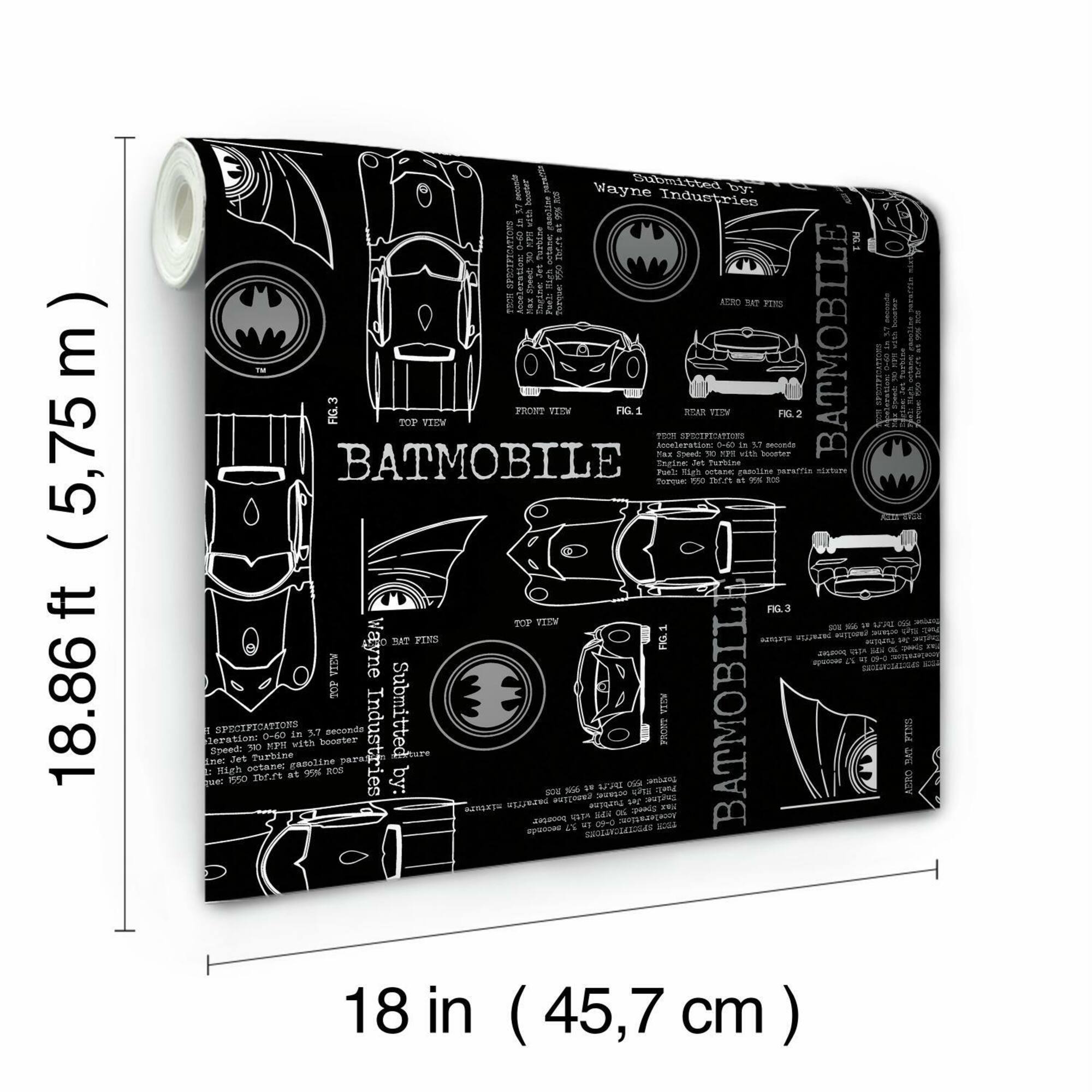 RoomMates Batmobile Blueprint Peel & Stick Wallpaper